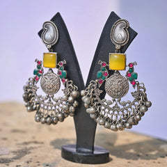Traditional Oxidized Silver Jhumka Earrings - UB Jewellerys 