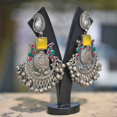 Traditional Oxidized Silver Jhumka Earrings - UB Jewellerys 