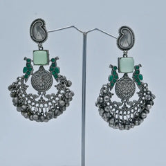 Traditional Oxidized Silver Jhumka Earrings - UB Jewellerys 