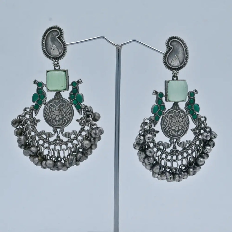Traditional Oxidized Silver Jhumka Earrings - UB Jewellerys 