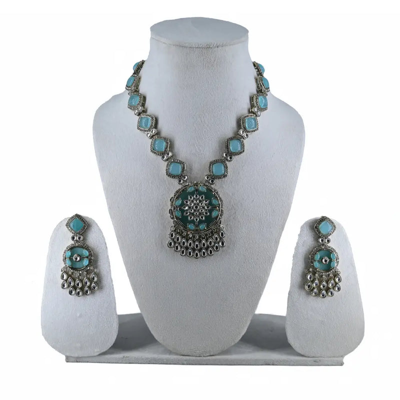 Victorian Kundan Statement Necklace Set - UB Jewellerys 