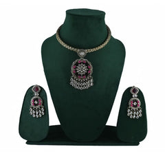 Victorian Pink Kundan Hasli Necklace - UB Jewellerys 