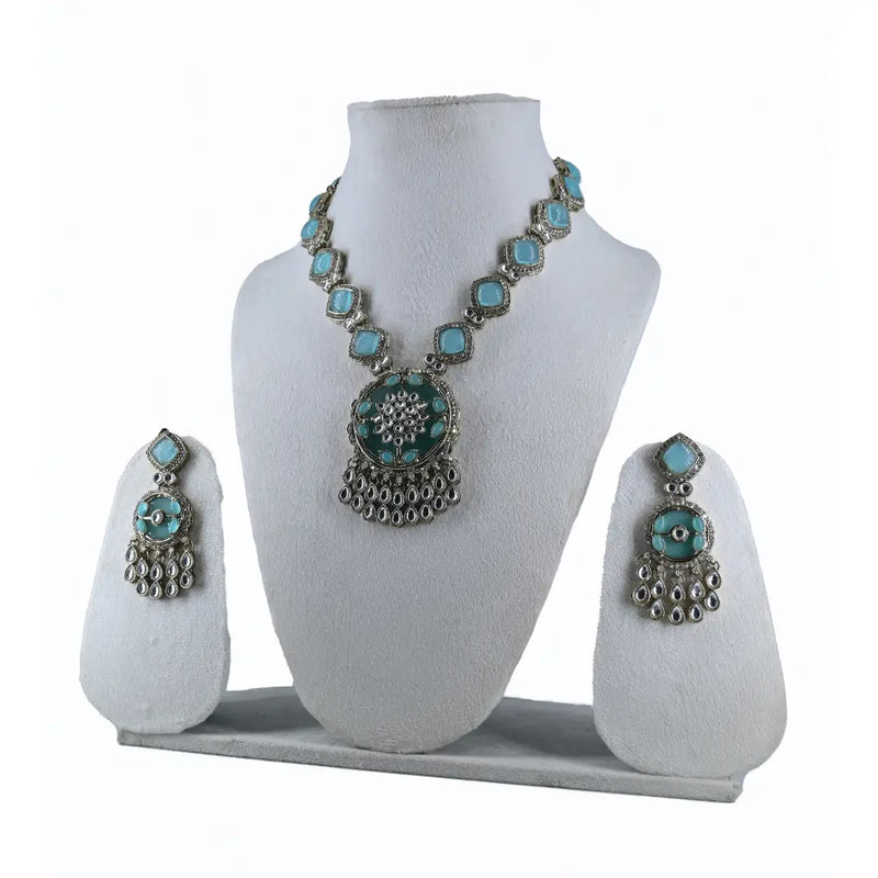 Victorian Kundan Statement Necklace Set - UB Jewellerys 
