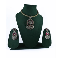 Victorian Pink Kundan Hasli Necklace - UB Jewellerys 