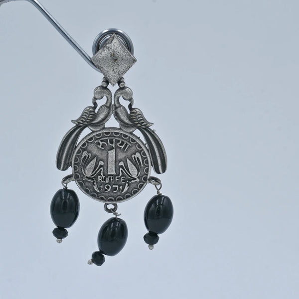 Vintage Coin Drop Oxidized Earrings - UB Jewellerys 