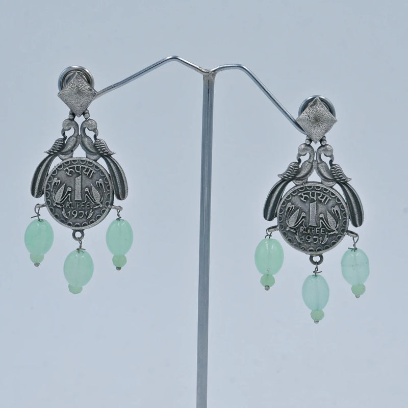 Vintage Coin Drop Oxidized Earrings - UB Jewellerys 